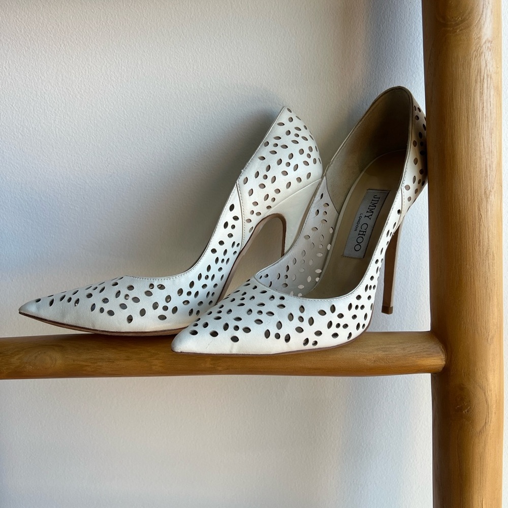 Jimmy Choo Cream Cut-Out Heels